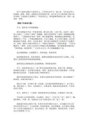 觀察三年級造句三年級觀察日記(優質9篇)(存儲版)